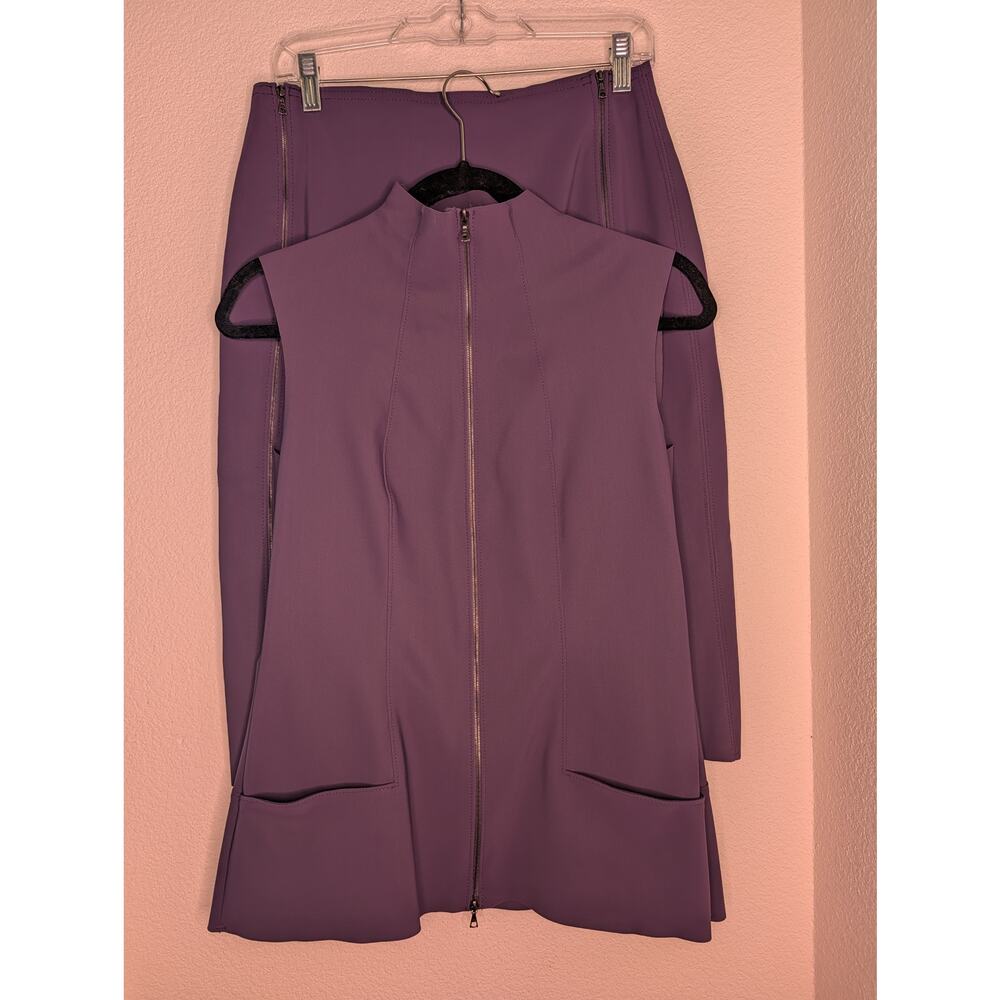 M2057 by Maria Pinto Two-Piece Skirt/Top Zipper Set Purple M